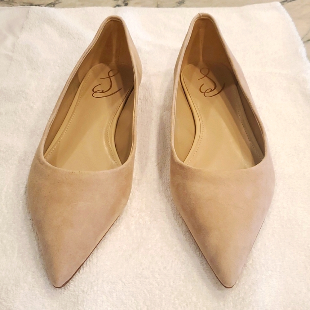 NEW SAM EDELMAN WANDA POINTED TOE FLAT size 10 TAN SUEDE NEVER WORN, W/DUSTBAG